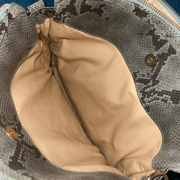 Large Via Spiga Snake print Shoulder bag 3 compartment bonus strap - Picture 4 of 12